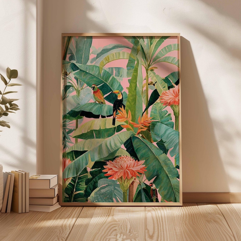 Office Furniture Loft - 1 Stück Retro-Tropen-Leinwandposter, ungerahmter botanischer Naturdruck,