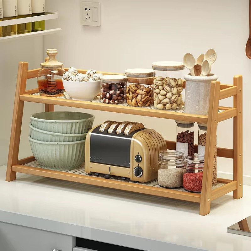 Room Divider Bamboo - 2-lagiges Gewürz-Caddy-Regal aus Bambus für die