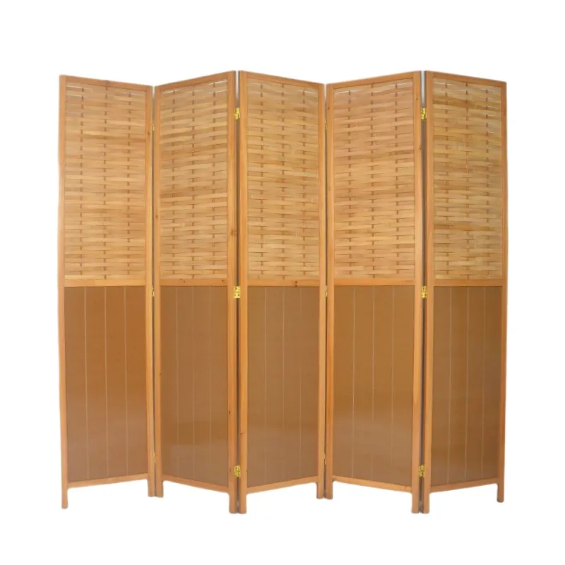 Room Divider Bamboo - Vintage Bambus-Holz-Lamellen-Faltwand Raumteiler Tragbare Trennwand für