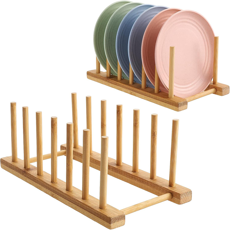 Room Divider Bamboo - 1 Stück/2 Stück Bambus-Geschirrständer, Tellerhalter, Aufbewahrungsregal,