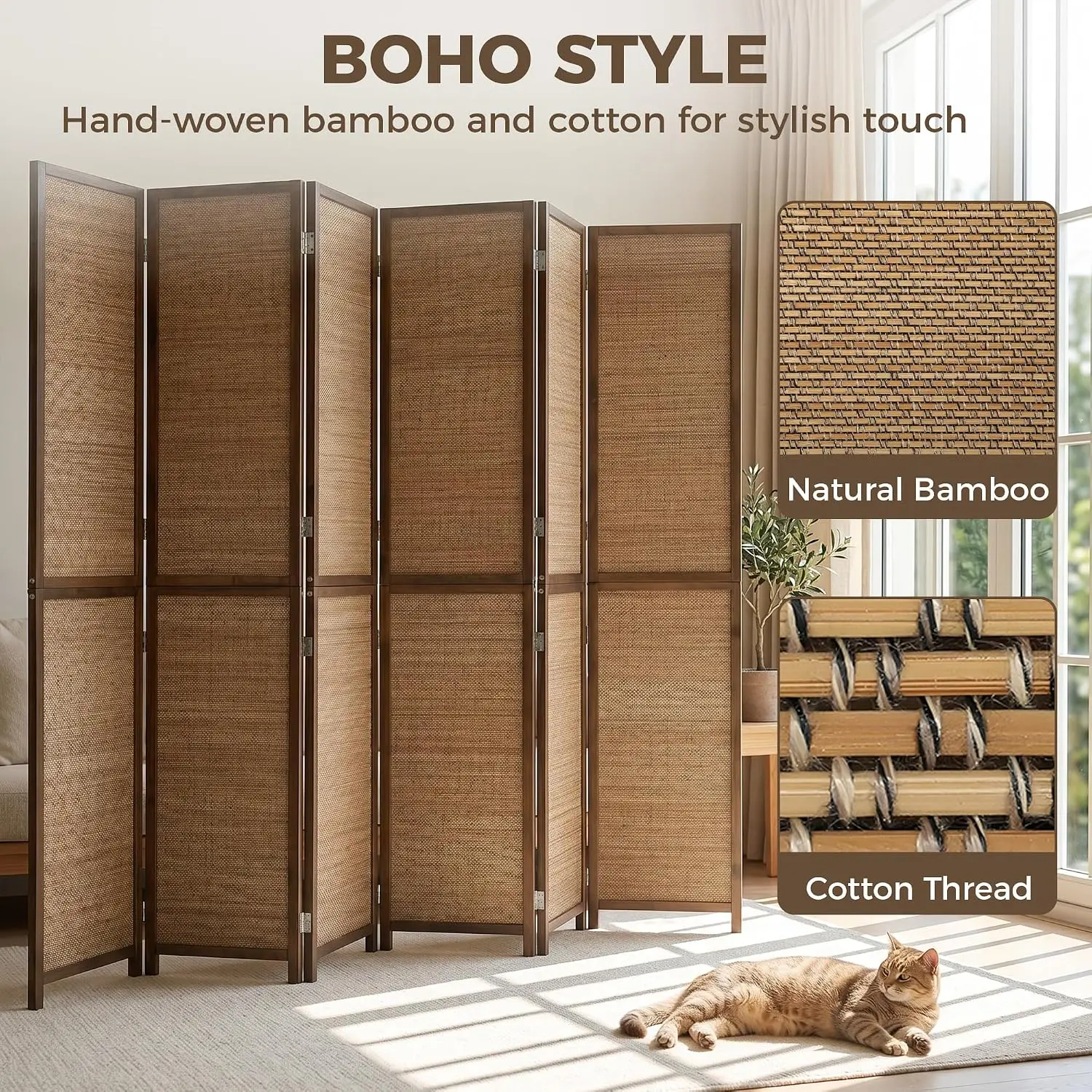 6 FT Room Divider, 6 Panel Han – Room Divider Bamboo Bewertung und Preis