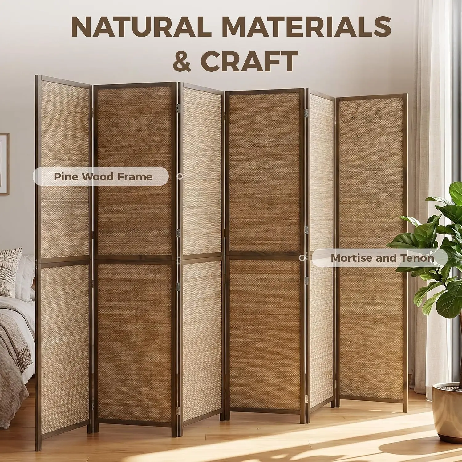 6 FT Room Divider, 6 Panel Han – Room Divider Bamboo Bewertung und Preis